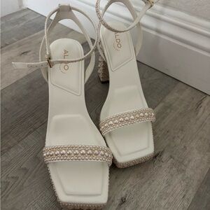 ALDO Women's White Beaded Heels